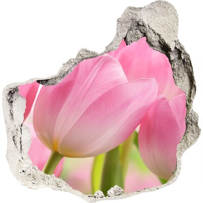 Hole wall sticker Pink tulips