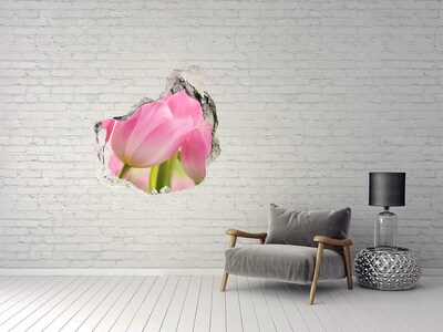 Hole wall sticker Pink tulips