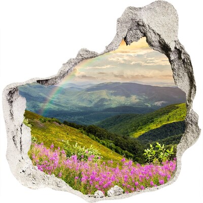 Hole wall sticker Rainbow mountain landscape