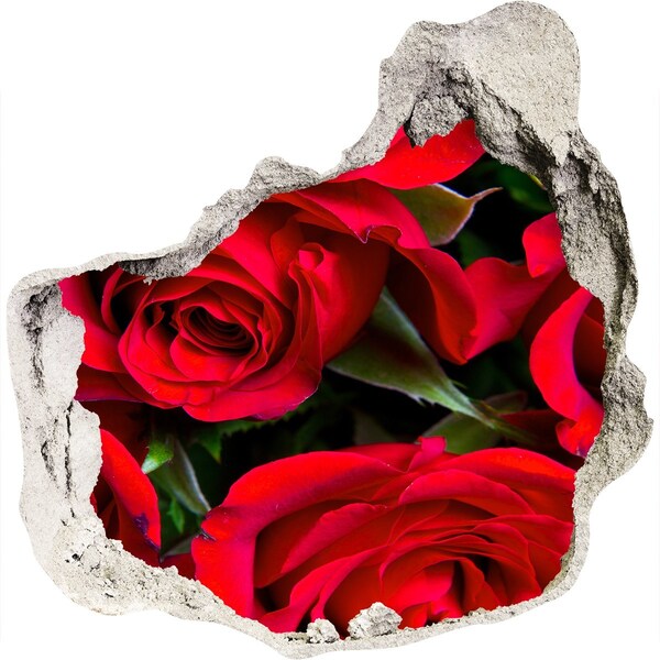 Hole in the wall sticker Red roses