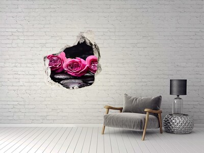 Hole in the wall decal Pink roses