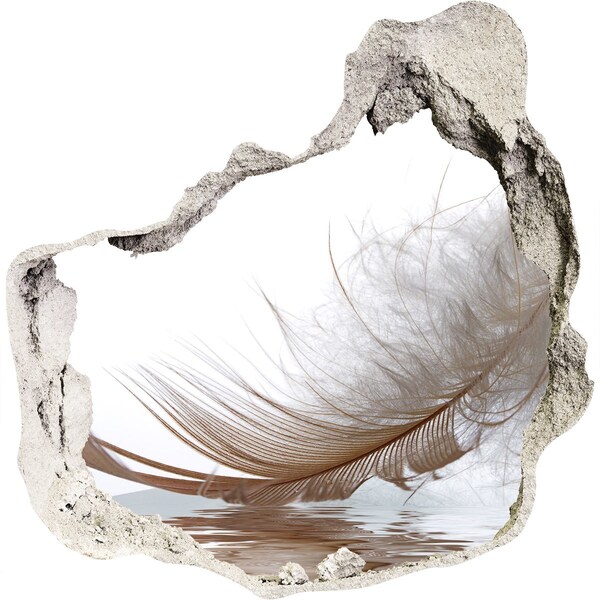Hole in the wall decal Delicate feathers in the water