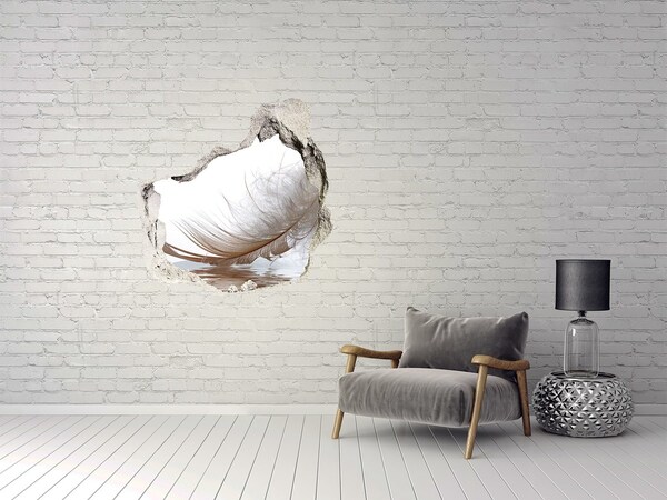 Hole in the wall decal Delicate feathers in the water