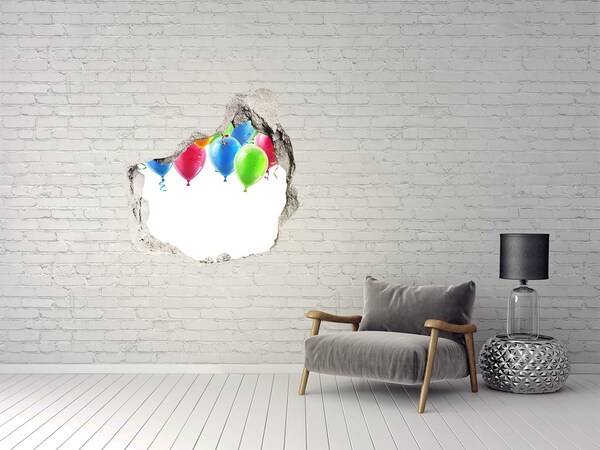 Hole in the wall sticker Colorful balloons