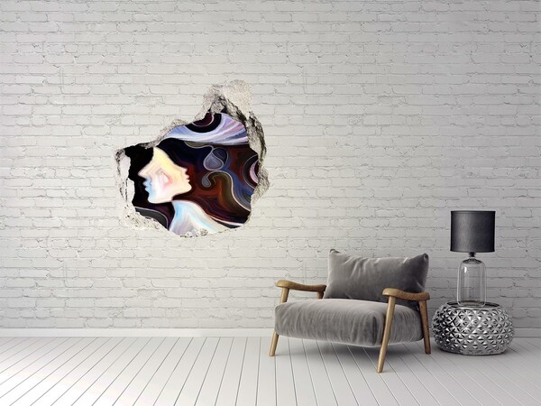 Hole in the wall sticker Faces in the chaos of colors