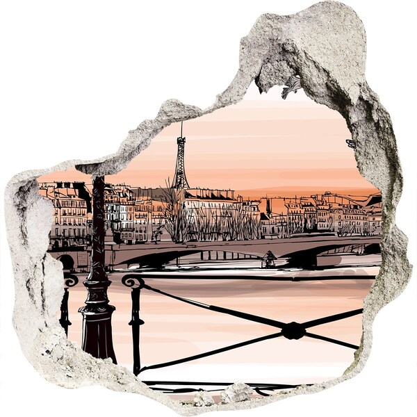 Hole in the wall decal Paris sunset