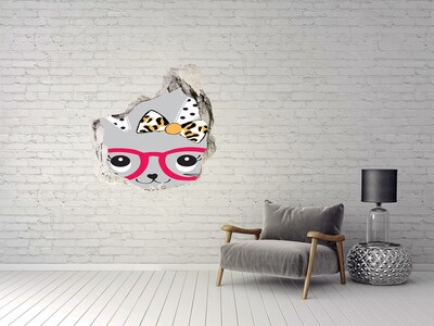 Hole in the wall decal Rabbit with glasses