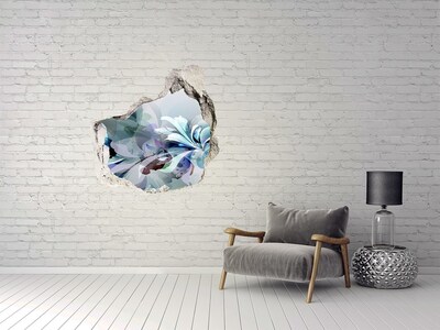3D wall hole wallpaper Floral illusion in concrete