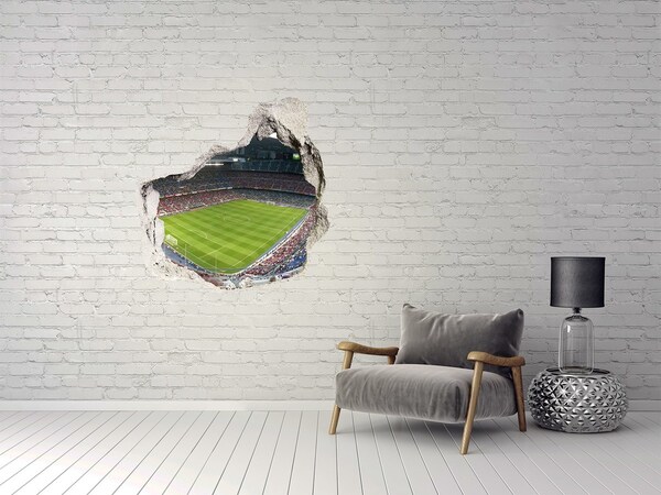 3D wall hole wallpaper The football stadium in action