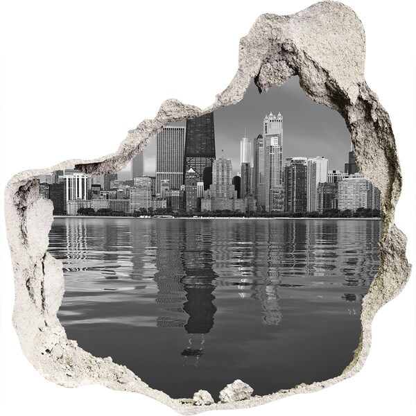 Hole in the wall sticker View of the city from the water