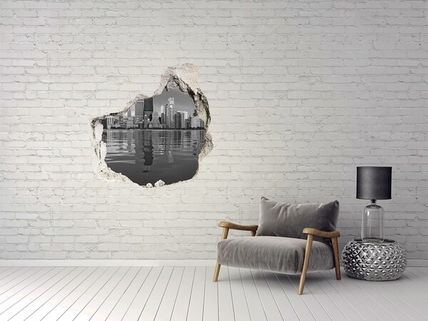 Hole in the wall sticker View of the city from the water