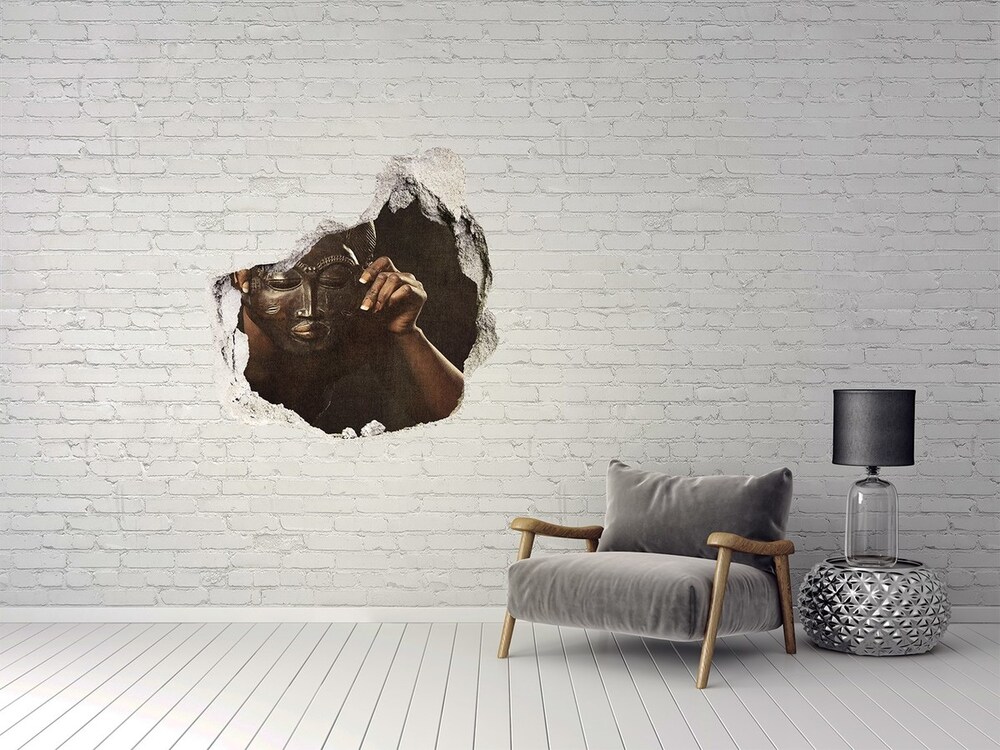 Hole in the wall decal African mask