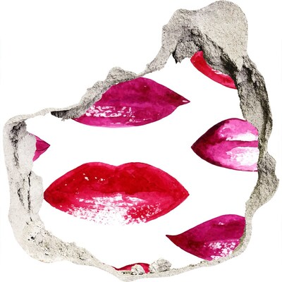 Hole in the wall sticker Lips in rainbow colors