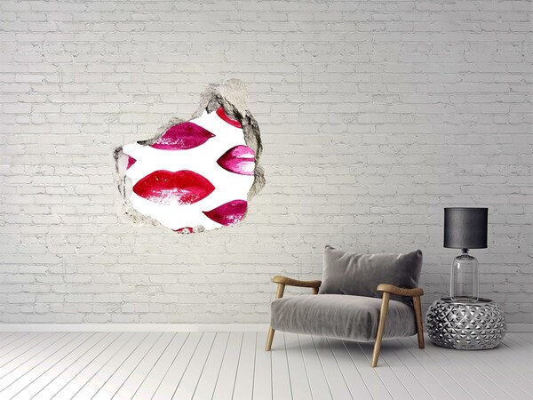 Hole in the wall sticker Red lips