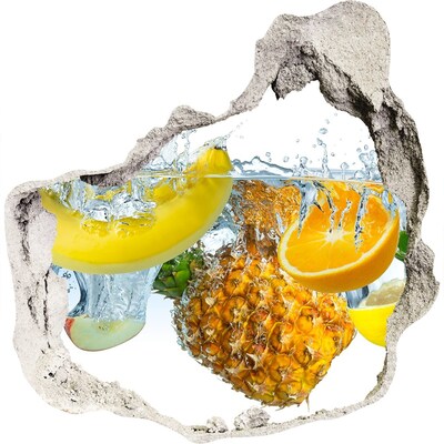 Hole wall sticker Fruit waterfall in concrete