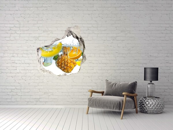 Hole wall sticker Fruit waterfall in concrete