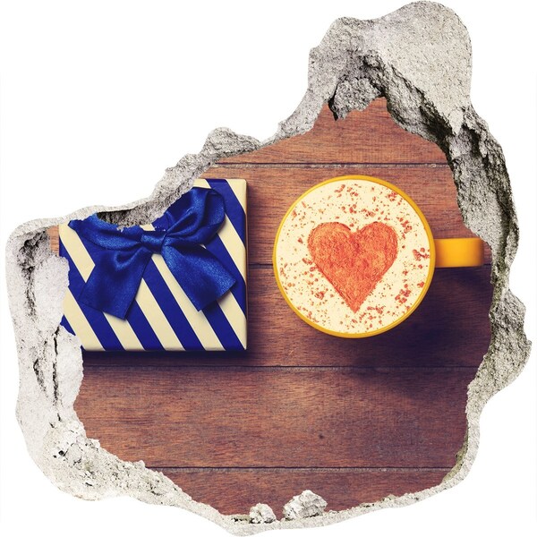 3D wall hole Coffee gift with a heart
