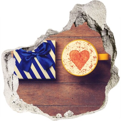 3D wall hole Coffee gift with a heart