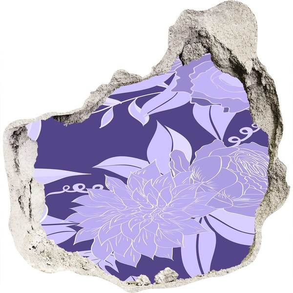 3D wall hole Floral motif on a purple background