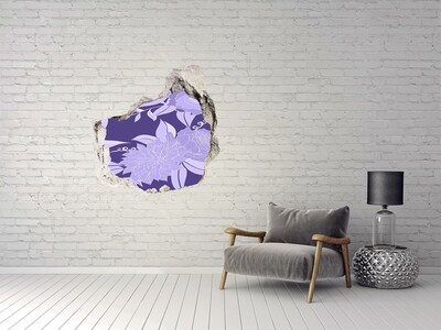 3D wall hole Floral motif on a purple background