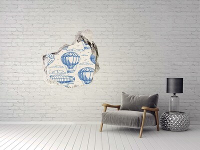 Hole wall sticker Hot air balloons in the clouds