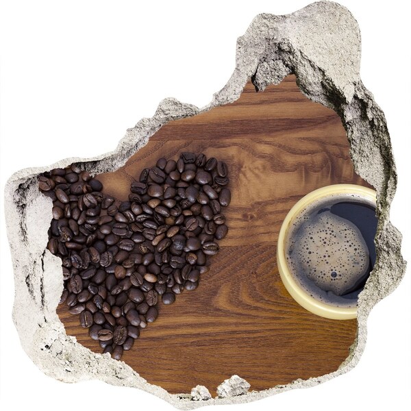 Hole wall sticker Coffee and a heart of beans