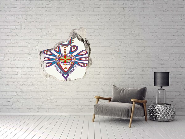 Hole wall sticker A colorful pattern against the background of a damaged wall