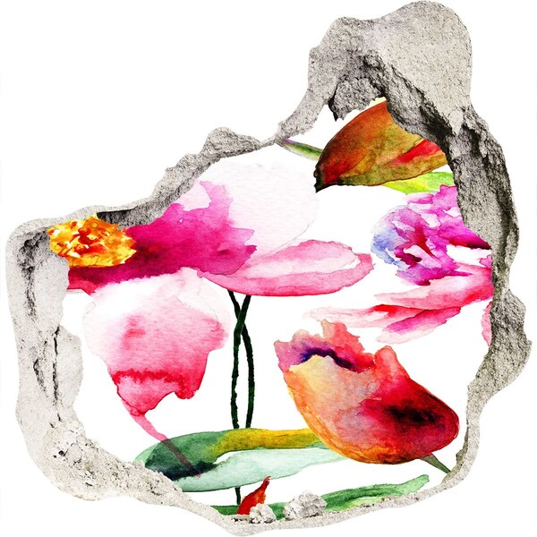 3D wall hole wallpaper Flower garden behind the wall