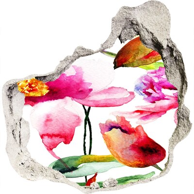 3D wall hole wallpaper Flower garden behind the wall