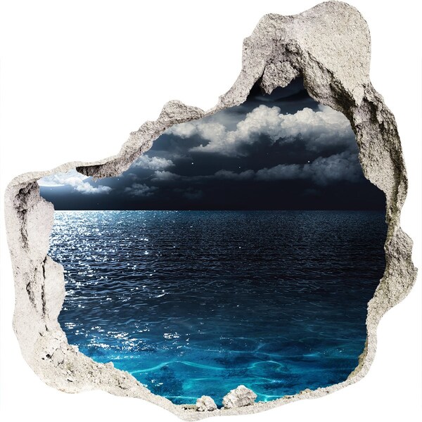 Hole wall sticker Night view of the sea