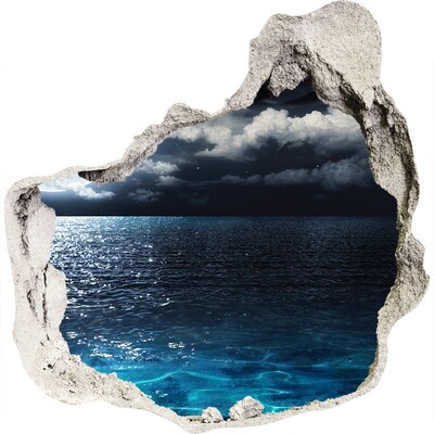 Hole wall sticker Night view of the sea