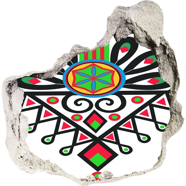 3D wall hole wallpaper Colorful folk pattern