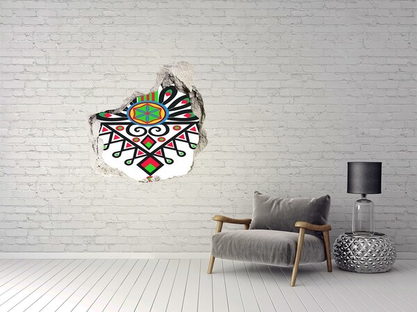3D wall hole wallpaper Colorful folk pattern