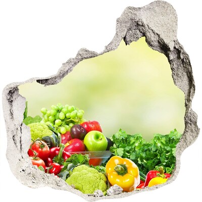Hole in the wall sticker Fruits and vegetables in the garden