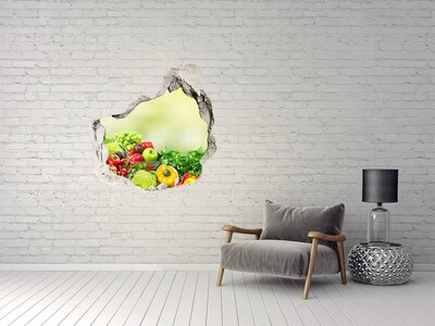 Hole in the wall sticker Fruits and vegetables in the garden