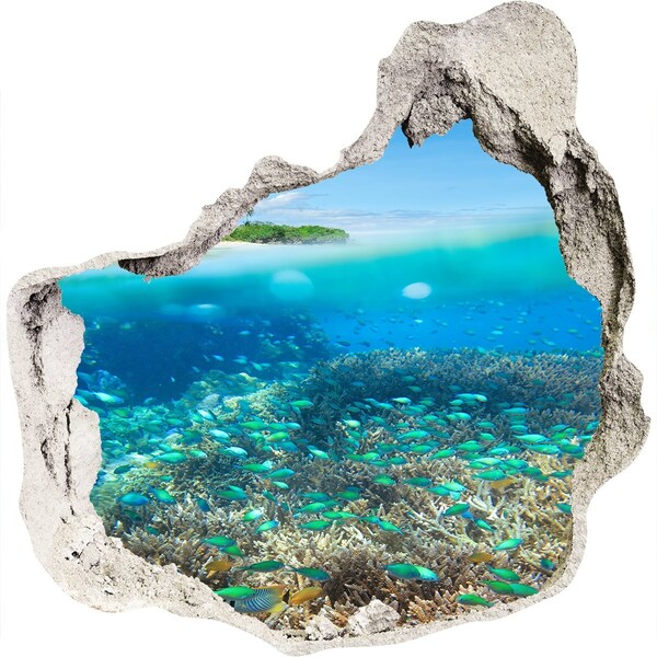 3D wall hole wallpaper Coral reef