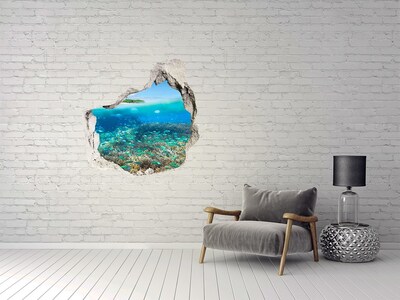 3D wall hole wallpaper Coral reef