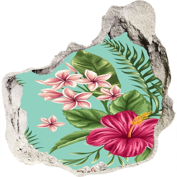Hole in the wall decal Tropical paradise with flowers