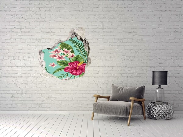 Hole in the wall decal Hawaiian flowers