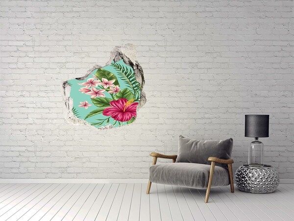 Hole in the wall decal Tropical paradise with flowers
