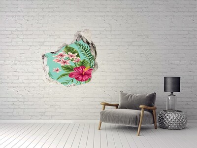 Hole in the wall decal Hawaiian flowers