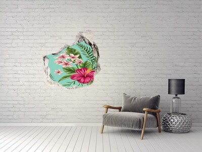 Hole in the wall decal Tropical paradise with flowers