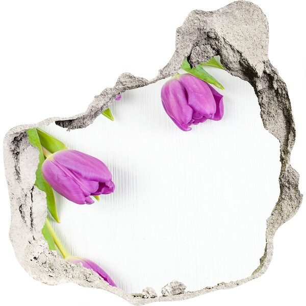 Hole in the wall decal Violet tulips