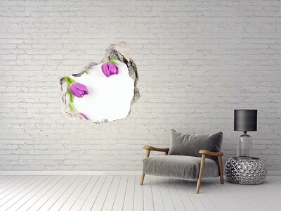 Hole in the wall decal Violet tulips