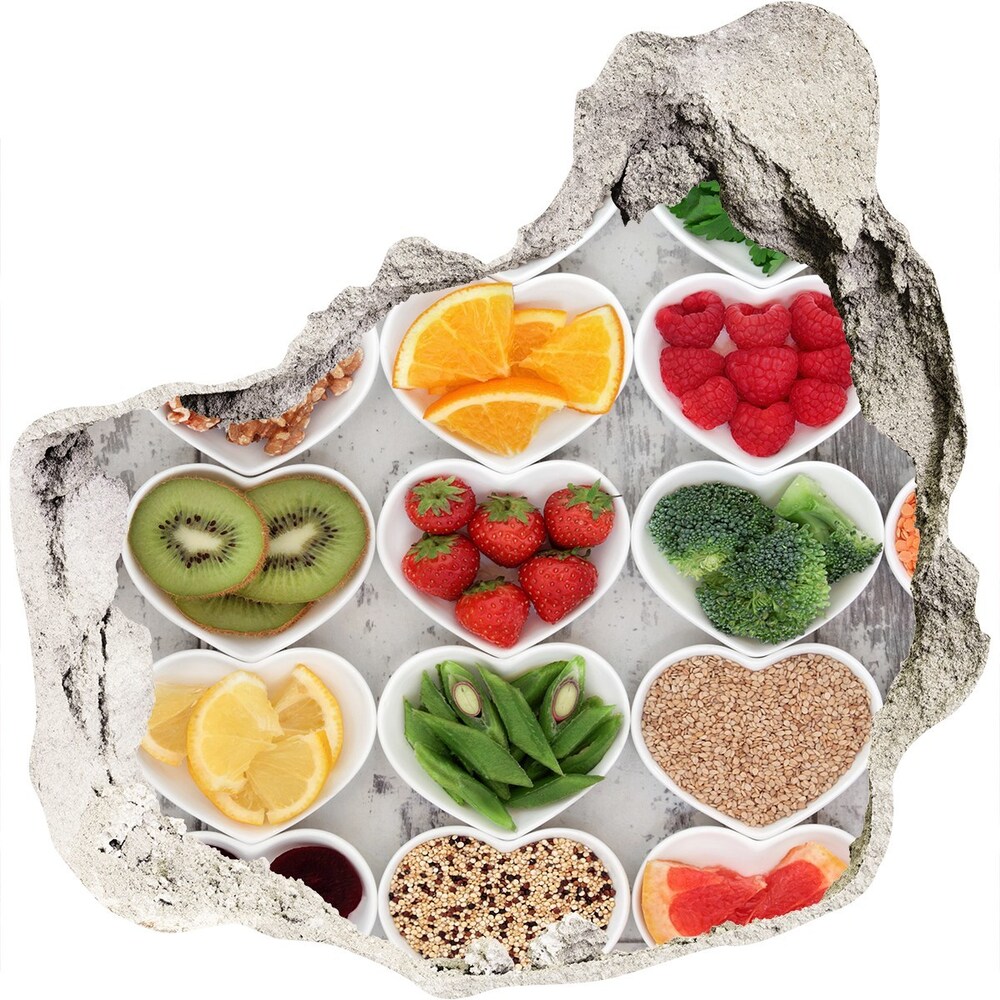 3D wall hole wallpaper Healthy food