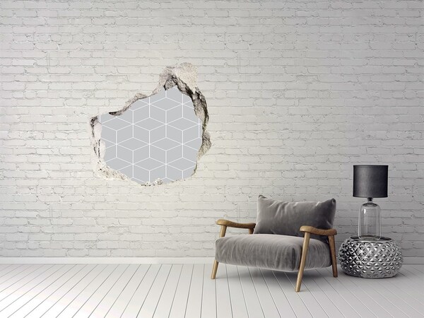 Hole in the wall decal Broken wall with geometric background