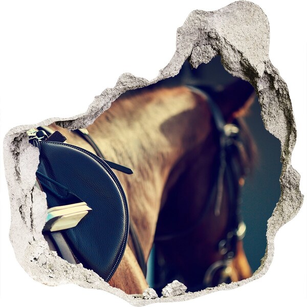3D wall hole wallpaper A horse shot from behind a wall