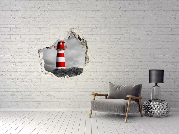 Hole wall sticker Lighthouse in the clouds