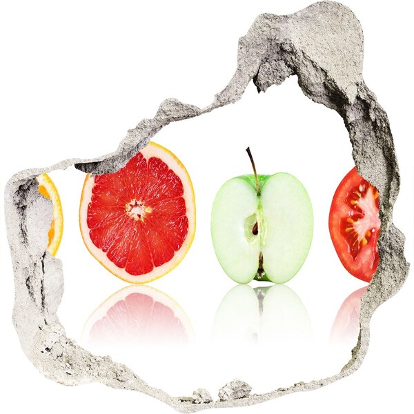 Hole in the wall decal Fruit illusion in concrete