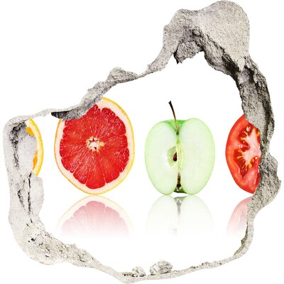 Hole in the wall decal Fruit illusion in concrete